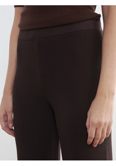 Lcwaıkıkı Classic Kahverengi Beli Lastikli Geniş Paça Kadın Triko Pantolon