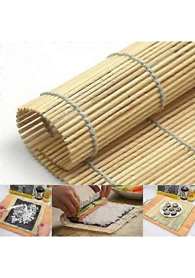 Lexroo Bambu Sushi Sarma Hasırı 24x24 Cm Doğal Bambu Sushi Mat Sushi Maker İçin Rulo Sarma Matı