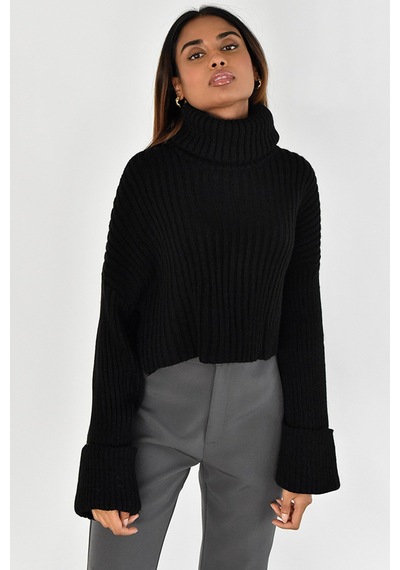 Madmext Mad Girls Siyah Boğazlı Kazak Mg1402 Siyah