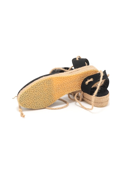 Star Tombis Gerçek Elişi Hasır Jüt Bileğe Bağlı Ipli Günlük Kadın Espadril Handmade Siyah