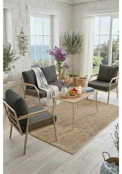 Ard & Garden Daisy Makrome Örgülü 211 Masalı Antrasit Balkon & Bahçe Mobilyası Seti Balkon Takımı Antrasit Ard & Garden Daisy Makrome Örgülü 211 Masalı Antrasit Balkon & Bahçe Mobilyası Seti Balkon Takımı Antrasit