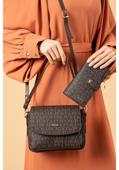 Just Polo Kadın Iki Askılı 3 Bölmeli Omuz Ve Çapraz Çantası Kombin 02185-mh Kahve