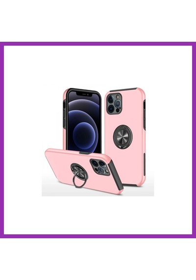 Bezos İphone 12 Pro Uyumlu Kılıf Elit Yüzüklü Kapak - Pembe Bty