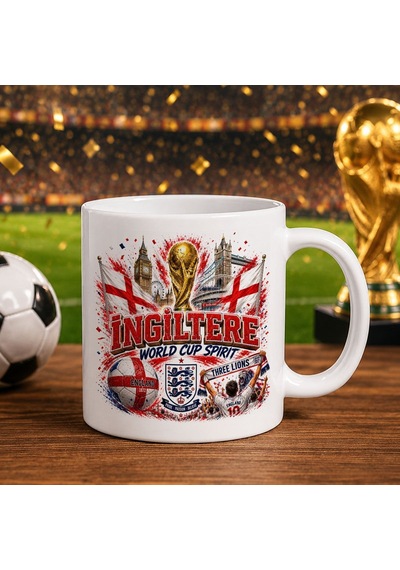 Bk Gift İngiltere Taraftar Temalı Dünya Futbol Kupası Tasarımlı Beyaz Kupa Bardak