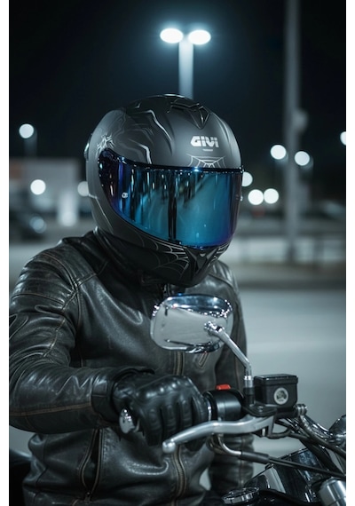 Gıvı 50.x Arachno Mat  1 Renkli 1 Şeffaf Vizörlü Motosiklet Kask Lacivert Vizör + Şeffaf