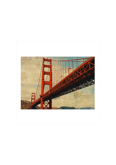 Golden Gate Köprüsü Eskizi Modern Mdf Tablo