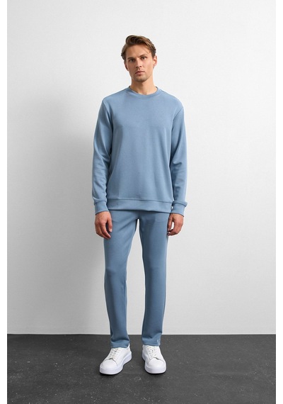 Backandbond Mavi Regular Fit Bisiklet Yaka Sweatshirt
