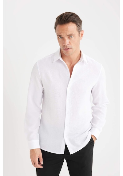 DeFacto Modern Fit Polo Yaka Dokulu Esnek Kumaş Uzun Kollu Gömlek D7246AX25SPWT34 DeFacto Modern Fit Polo Yaka Dokulu Esnek Kumaş Uzun Kollu Gömlek D7246AX25SPWT34