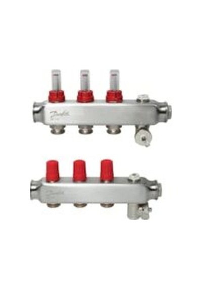 Danfoss 3'lü Paslanmaz Çelik Debimetreli Kollektör Seti - 088u0753