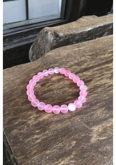 Pembe Termal Kuvars Taşı Bileklik Orijinal Gerçek Doğal Taş Renkli Bileklik Pembe Pembe