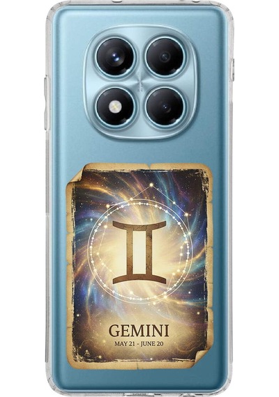Redmi Note 14 Pro Plus İle Uyumlu Burç Kartları İkizler Tasarımlı Şeffaf Silikon Kılıf Şeffaf