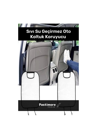 Premium 2 Adet Pvc Araç Kir Leke Örtüsü Koltuk Arkası Koruyucu Oto Çocuk Şeffaf Kılıfı - 2 Adet