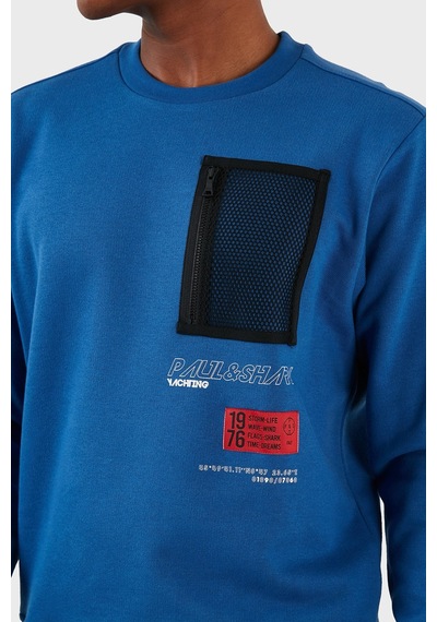Paul & Shark Erkek Sweat 12311833 402 Saks Saks Mavi