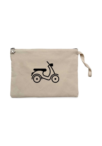 Vespa Scotter Siluet Krem Clutch Astarlı Cüzdan / El Çantası Krem