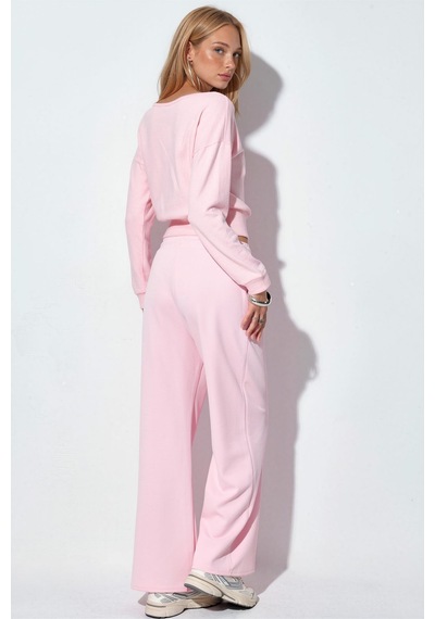 Hiccup Busem Kadın Kısa Bisiklet Yaka Sweatshirt Allık Pembe