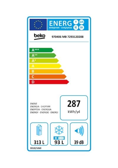 Beko 970406 MB 406 LT No-Frost Çift Kapılı Buzdolabı