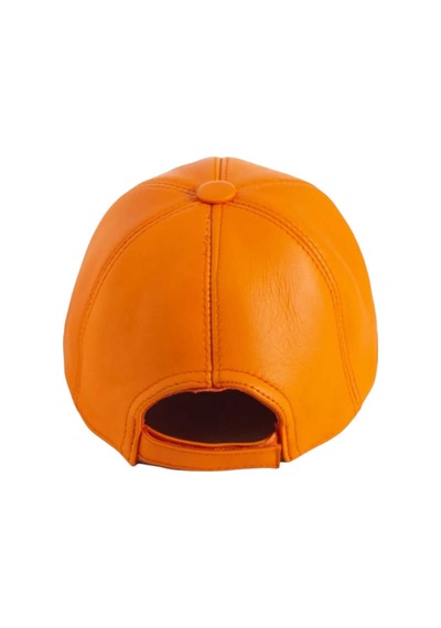 Tezzgelsin Unisex %100 Deri Arkadan Ayarlanabilir Baseball Kep Şapka Turuncu