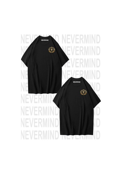Nevermind Hanımcı/beyci Spor Baskılı İkili Oversize Sevgili Tshirt Eş Kombi Siyah