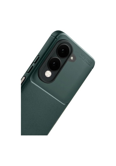 Vivo Y04 Uyumlu Kılıf Karbon Tasarım Kamera Korumalı Silikon Telefon Kılıfı Kapak Koyu Yeşil