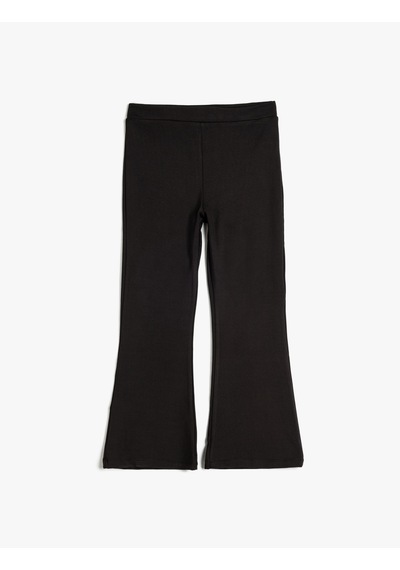 Koton Basic İspanyol Paça Pantolon Beli Lastikli Siyah 5wkg40185ak Siyah