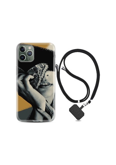 Apple Uyumlu iPhone 11 Pro Kılıf Boyun Askılı Butterfly Girl 1837