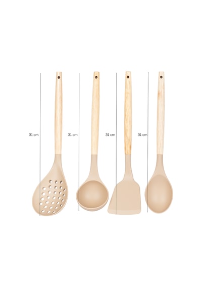 Porsima 3167 Bambu Silikon 4 Parça Servis Takımı Seti Kapicino Diğer