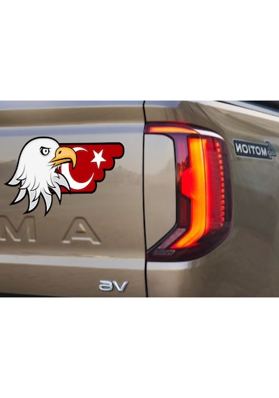 Kartal Ve Türk Bayrağı Sticker - Araba Oto Motosiklet Karavan Sticker - 00727 15x8 Cm