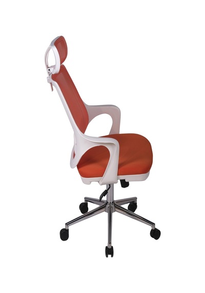 Ofisbazaar Buya Beyaz Fileli Ofis Koltuğu Ergonomik Ve Modern Tasarım Turuncu Turuncu