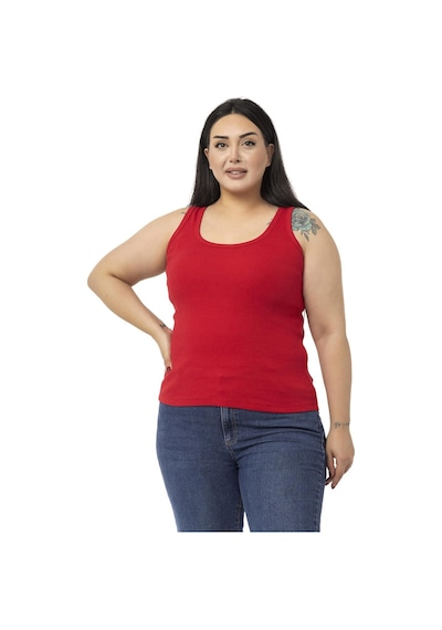 Disentis Büyük Beden Askılı Fitilli Kaşkorse Kırmızı Body-kırmızı Kırmızı