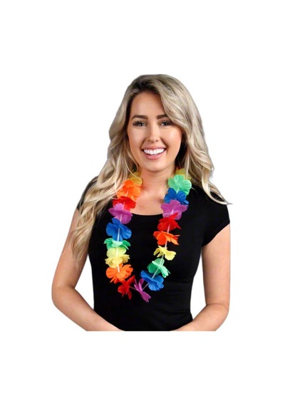 Hawaii Çiçekli Boyun Kolyesi - Renkli Tropikal Parti Leisi Standart