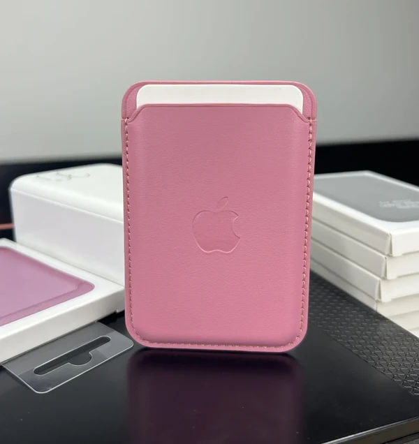 Magsafe Deri Cüzdan Kartlık Tüm Modellerle Uyumlu - Bordo Barbie Pembe