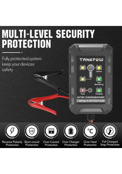 Tr 1.5-amp Akıllı Araç Akü Şarj Cihazı, 6v Ve 12v Otomotiv Akü Şarj Cihazı Pil Koruyucusu, Damlama Şarj Cihaz