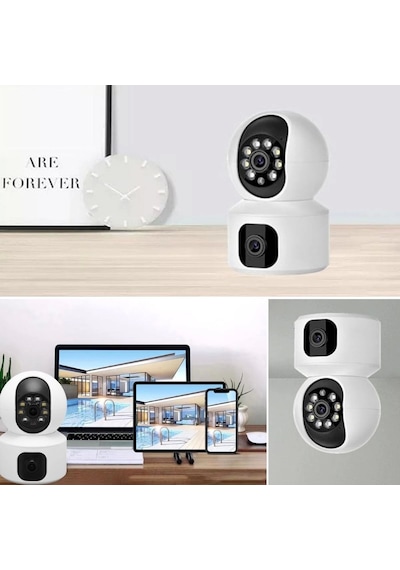 Yosee Uygulama Çift Kameralı Wifi Bağlantılı Gece Görüşlü Ev Tipi Güvenlik Kamerası