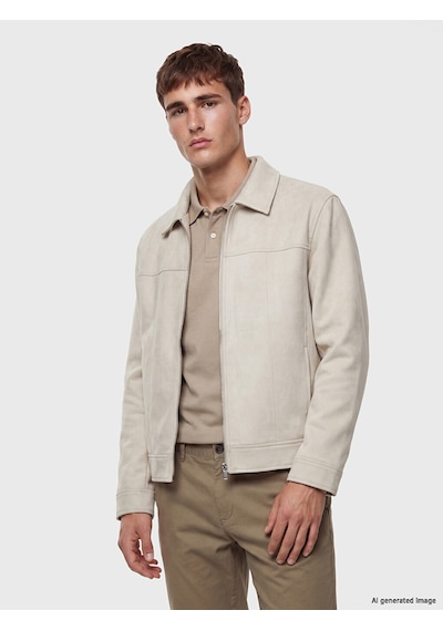 Lcw Vision Bej Loose Fit Süet Görünümlü Erkek Ceket