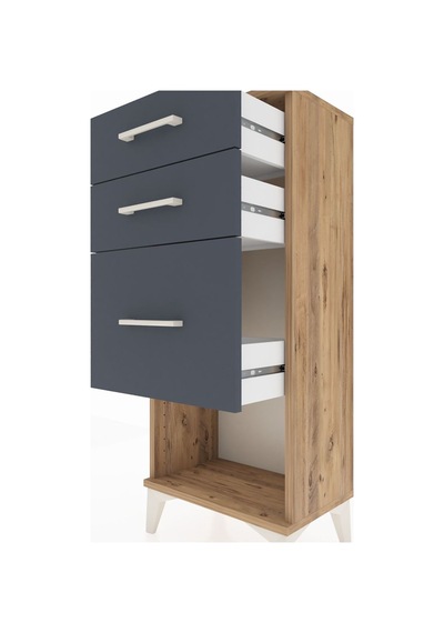 Arges Komodin 3 Çekmeceli 44x30x106 Çam-antrasit Çam