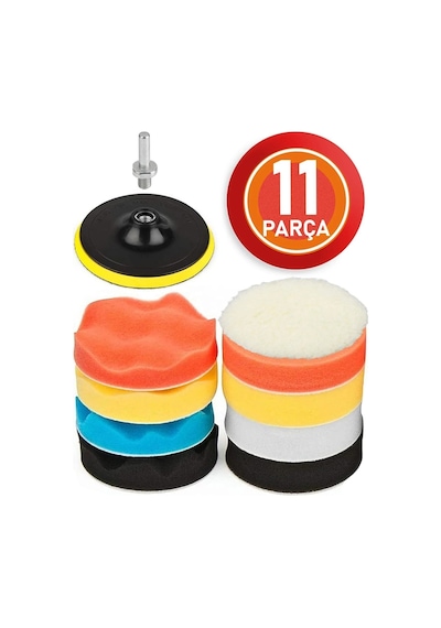 Merttools Pasta Cila Polisaj Süngeri Seti 115mm Matkap Uyumlu Pasta Cila Parlatma Pedi Seti 11 Parça