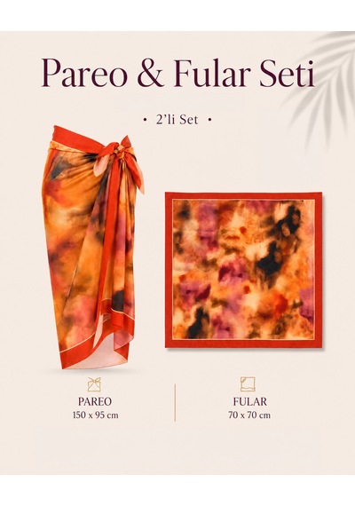 Tarzını Seç Premium Solaris Desenli 2 Li Pareo Ve Fular Seti 150x95 Cm / 70x70 Cm
