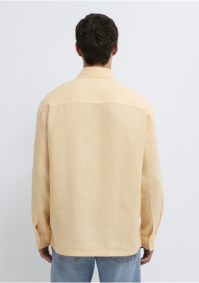 Mavi - Turuncu Keten Gömlek 0211957-71157