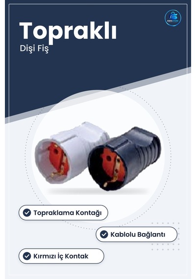 Topraklı Dişi Fiş Kablolu Elektrik Bağlantı Elemanı Topraklama De
