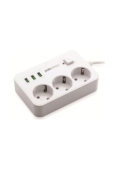 Polosmart MP08 3'lü Beyaz Akım Korumalı Priz