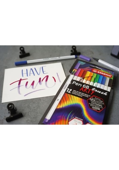 Ayrex Pen 68 Brush Arty - Premium Keçeli Kalem - 12'li Paket - Çeşitli Renkler