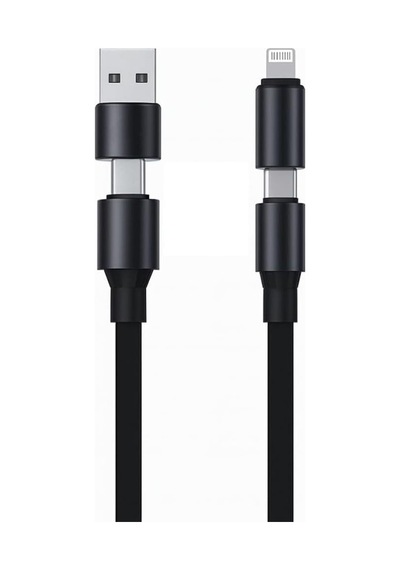 4 İn 1 Usb-a+type-c To Type-c+lightning İle Uyumlu Süper Hızlı Şarj Ve Data Kablosu Siyah Yk-k347, 4 İn 1