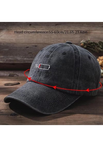 Valkyrie Low Battery Şapka Unisex Vintage Pamuk Ayarlanabilir Baseball Cap Minimal Tasarım Şapka Siyah
