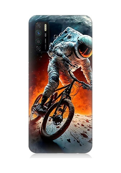İnfinix Note 7 Lite Uyumlu Uzayda Bisiklet Desenli Silikon Kılıf