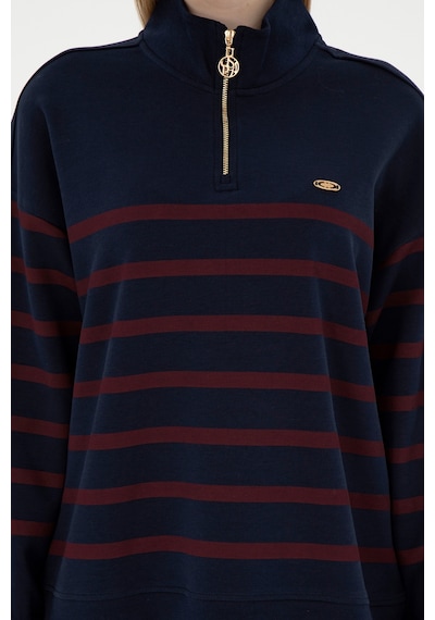 U.S. Polo Assn. Kadın Lacivert Fermuarlı Dik Yaka Sweathirt 50298989-VR033
