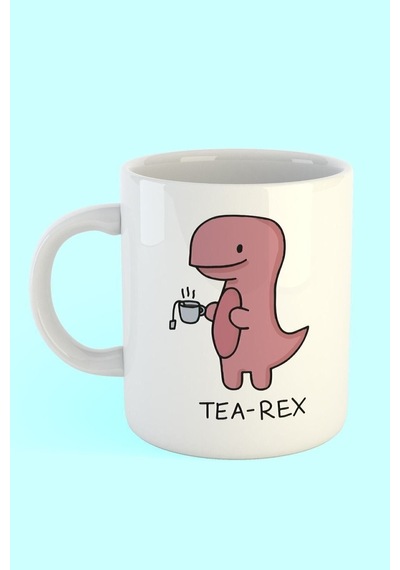 Tea Rex Baskılı Kahve Kupası Trend Hediyelik Beyaz