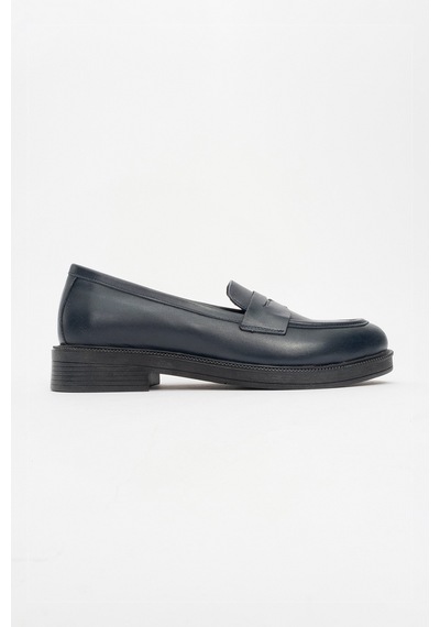 Luvishoes Luvi Shoes Pline Laci Cilt Hakiki Deri Kadın Loafer Ayakkabı Lacivert