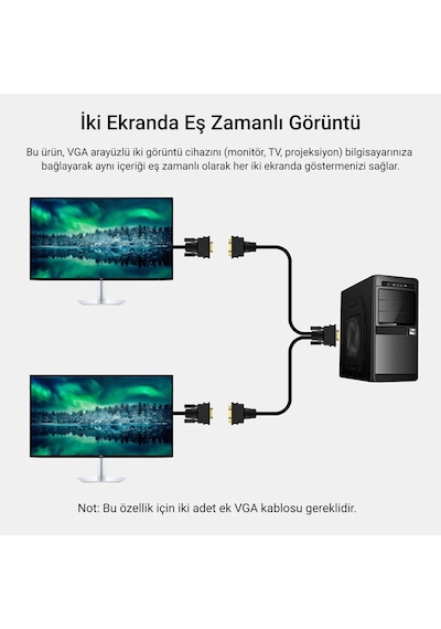 Veggieg V401 Vga To 2 Vga Çoklayıcı Splitter Y Kablo