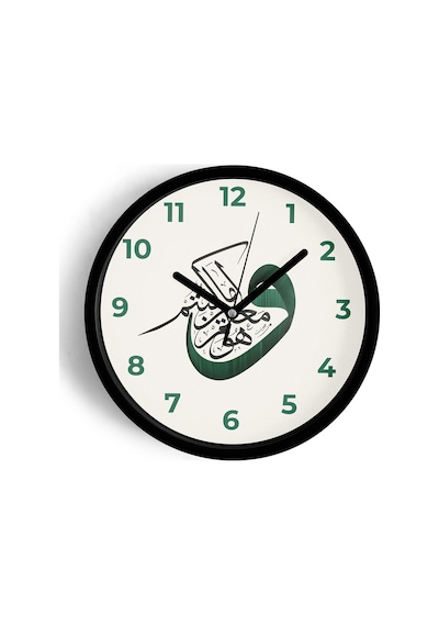 Hat Sanatı İslami Modern Duvar Saati - 30cm - Önü Camlı Siyah Kasa - Sessiz Mekanizma-jh0855 Siyah