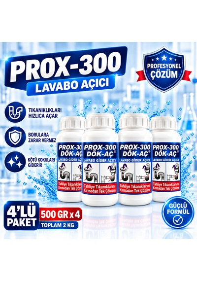 Prox -300 4'lü Dök-aç Lavabo-banyo-wc Gider Açıcı 500 Gr